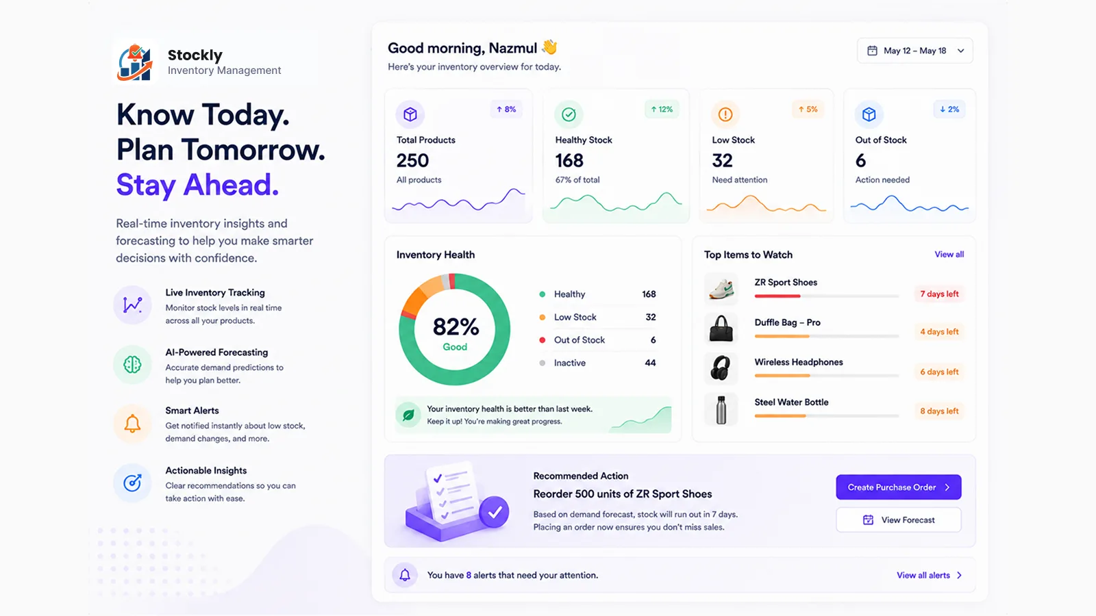 Stockly Real-Time Shopify Inventory Management Dashboard